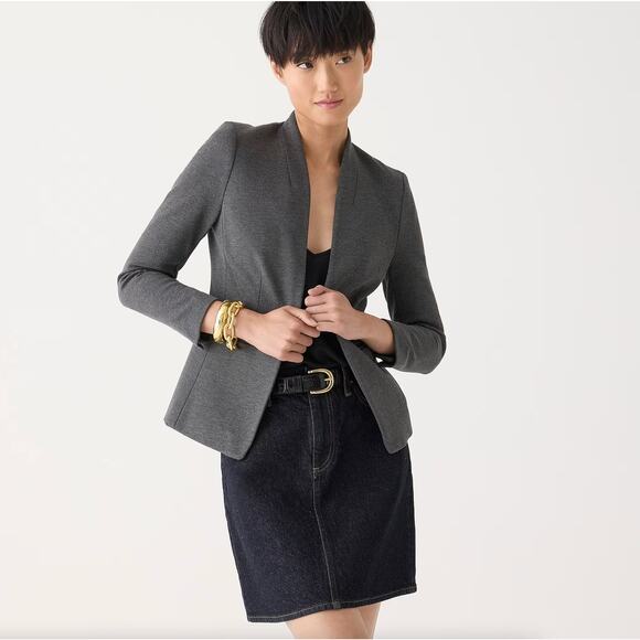 J. CREW Petite Going-Out Blazer in Stretch Twill Heather Dove Gray Sz 2 {FF7}